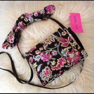 Betsey Johnson Brocade Top Knot Satchel Crossbody